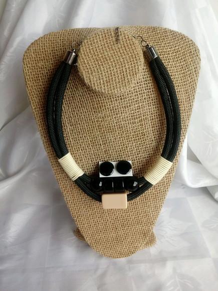 Colar de Corda Black/pedras/brincos