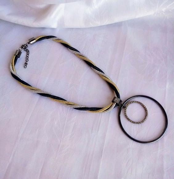 Colar de Cordas Black , Dourado e Prata