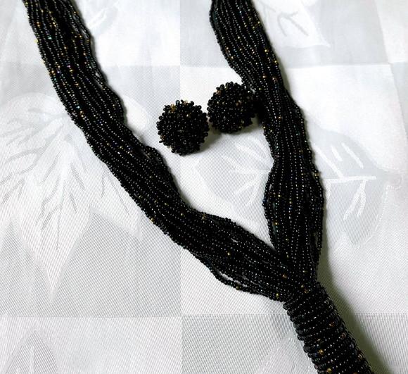 Colar de Miçangas Black c/ Brincos