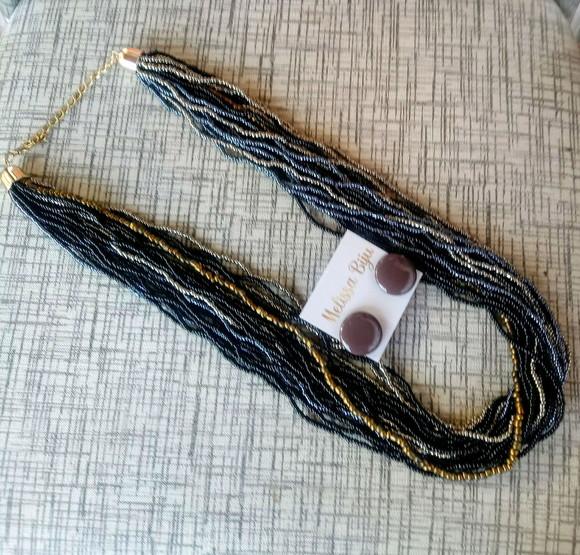 Colar de Miçangas Black/cobre