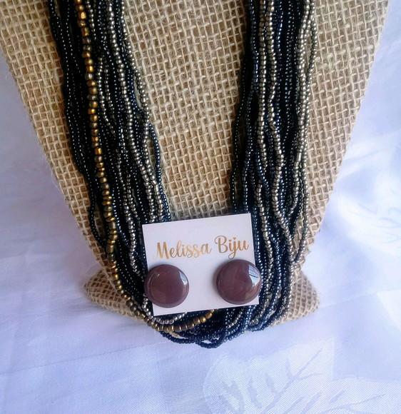 Colar de Miçangas Black/cobre