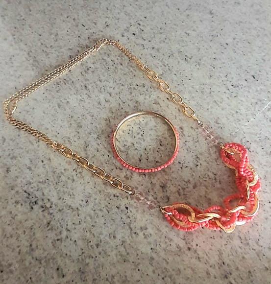 Colar de Miçangas Salmão/pulseira