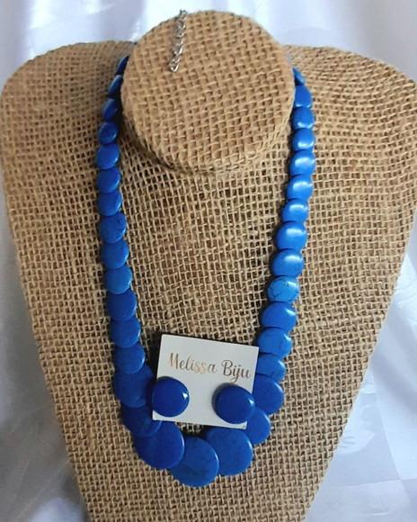 Colar de Pedras Howlita Azul