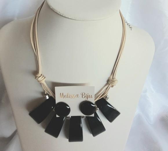 Colar de Resina Black /brincos