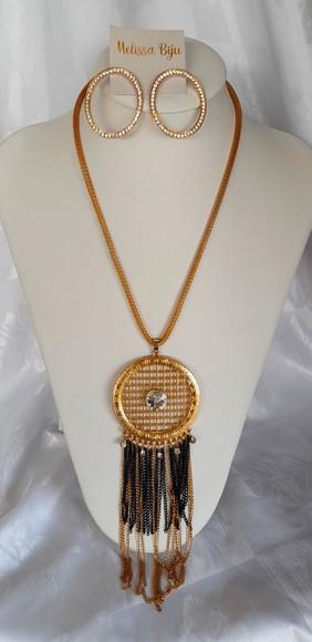 Colar Dourado/Franjas/brincos