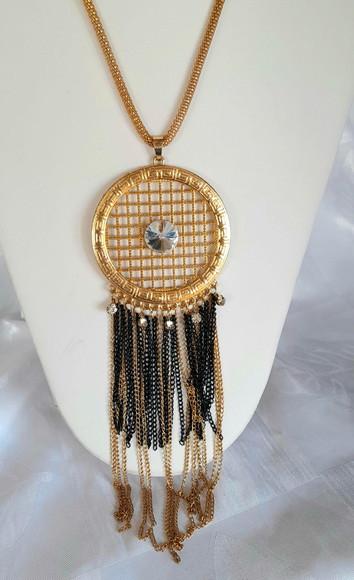 Colar Dourado/Franjas/brincos