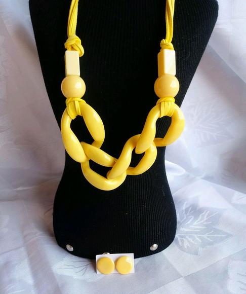 Colar Elos Amarelo/ Grosso