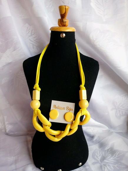 Colar Elos Amarelo/ Grosso