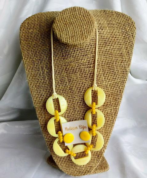Colar Elos com Cristais Amarelo