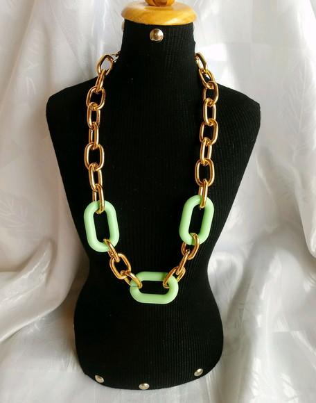 Colar Elos Dourado/verde