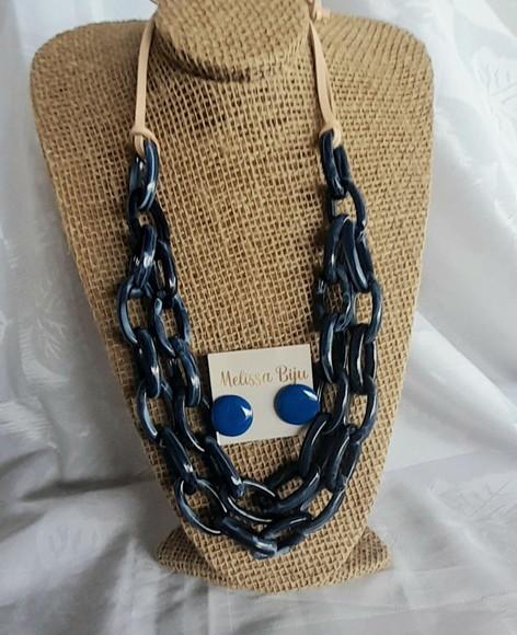 Colar Elos Duplo Azul