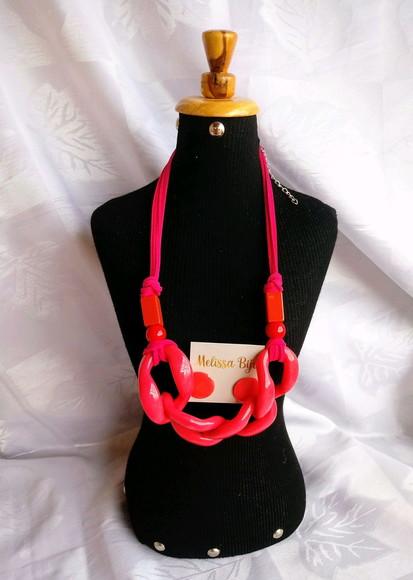 Colar Elos Pink/ Grosso