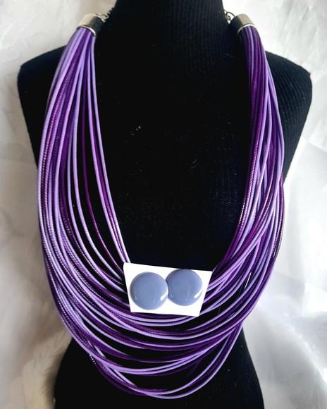 Colar Fios Encerados Roxo/brincos