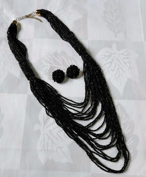 Colar Miçangas Black c/ Brincos