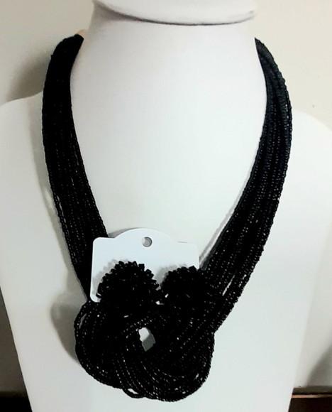 Colar Miçangas Black/brincos