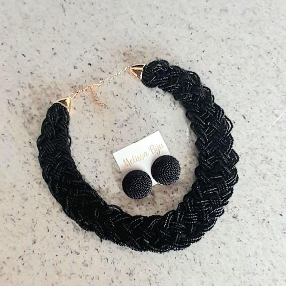 Colar Miçangas Black/brincos