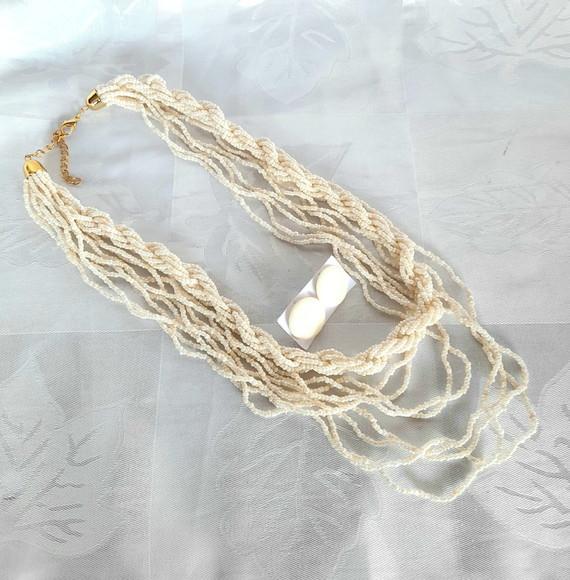 Colar Miçangas Branco- Brincos