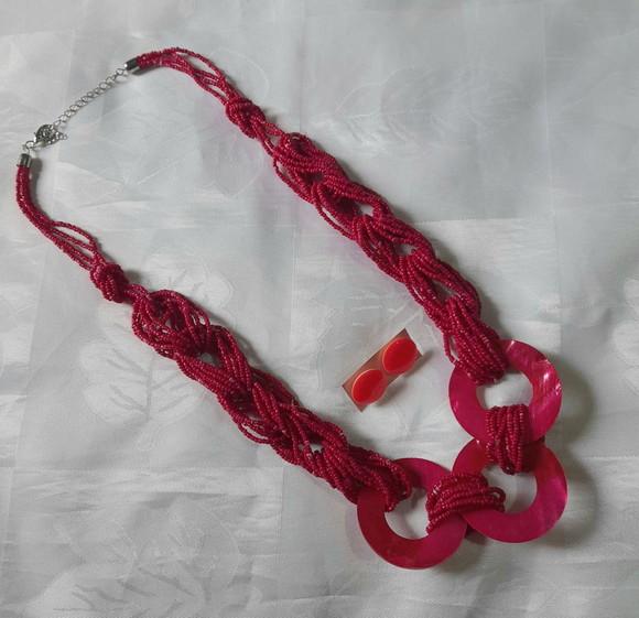 Colar Miçangas Pink- Brincos