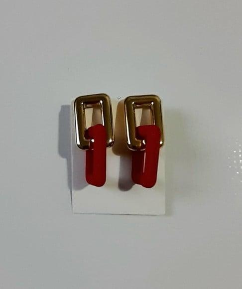 Brinco de Resina Vermelho/dourado