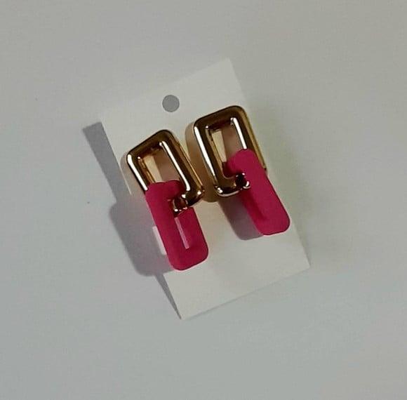 Brinco de Resina Pink/dourado