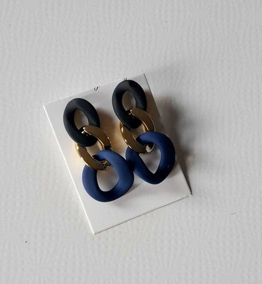 Brinco Elos Dourado, Preto e Azul