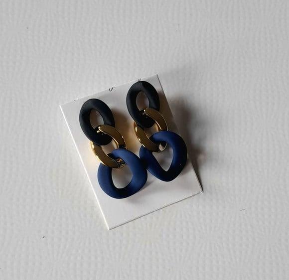 Brinco Elos Dourado, Preto e Azul