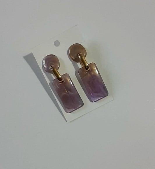 Brinco Resina Lilás/dourado
