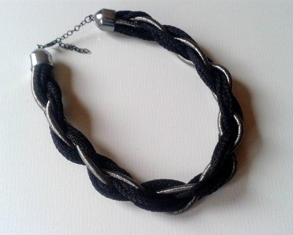 Colar Corda Black/prata