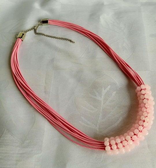Colar Cristais Rosa/brincos