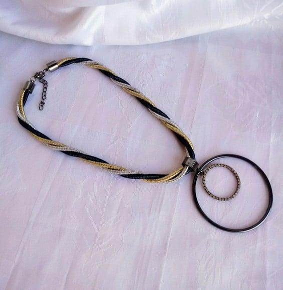 Colar de Cordas Black , Dourado e Prata