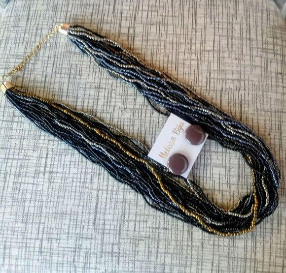 Colar de Miçangas Black/cobre
