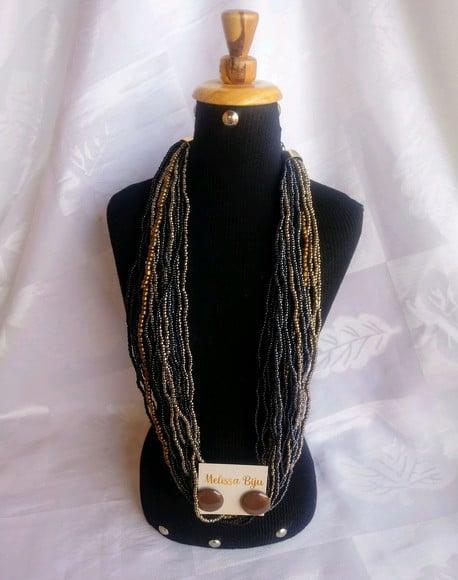 Colar de Miçangas Black/cobre