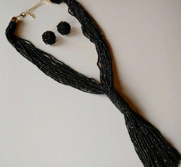 Colar de Miçangas Black c/ Brincos