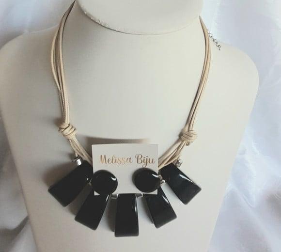 Colar de Resina Black /brincos