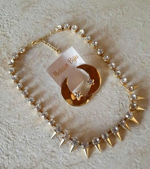 Colar Dourado/cristal
