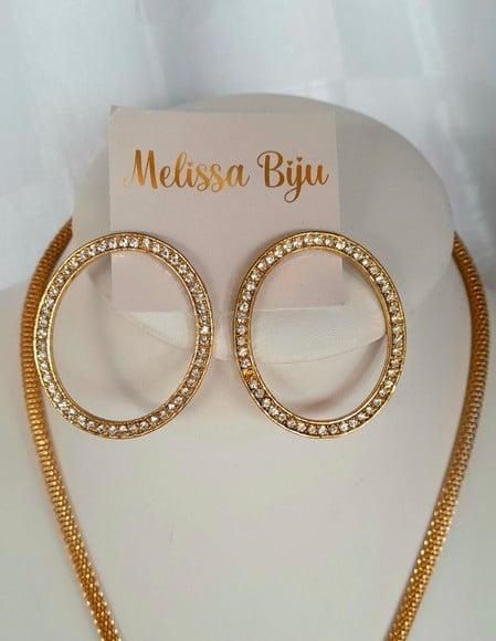 Colar Dourado/Franjas/brincos