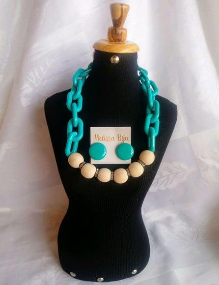 Colar Elos Azul Turquesa