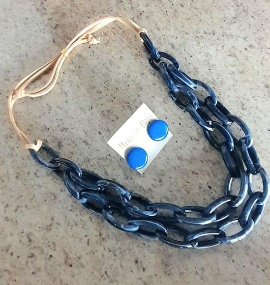 Colar Elos Duplo Azul