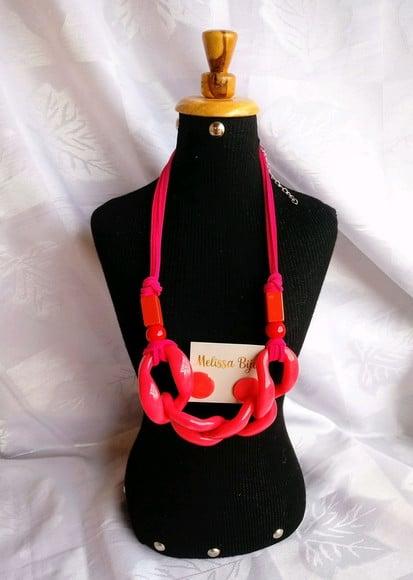 Colar Elos Pink/ Grosso