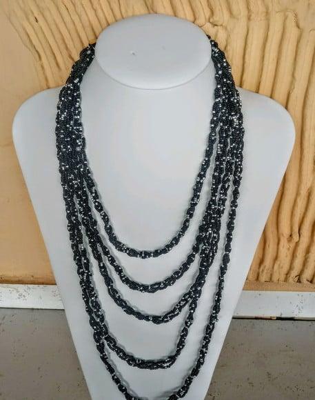 Colar Miçangas Black/cinzas