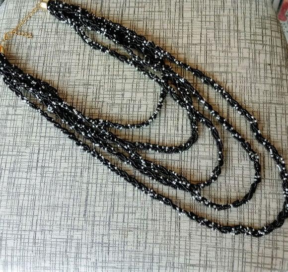 Colar Miçangas Black/cinzas