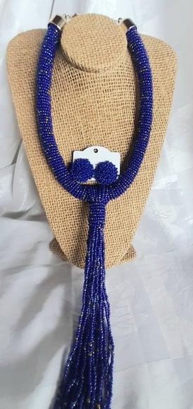 Maxi Colar Miçangas Azul c/ Brincos