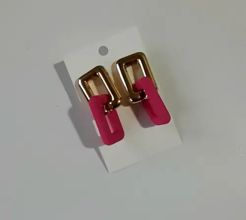 Brinco de Resina Pink/dourado