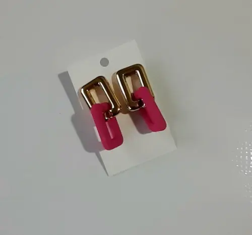 Brinco de Resina Pink/dourado