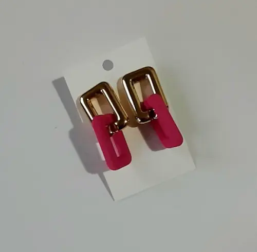 Brinco de Resina Pink/dourado