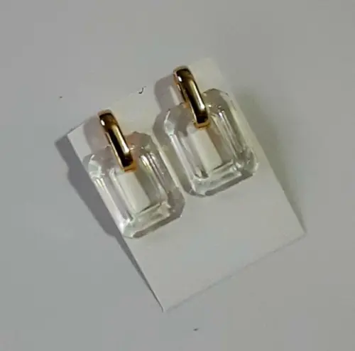 Brinco de Resina Transparente/dourado