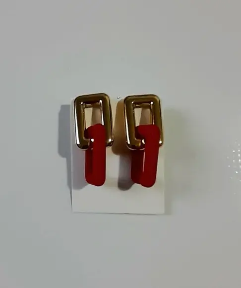 Brinco de Resina Vermelho/dourado
