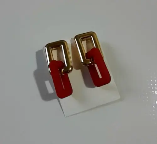 Brinco de Resina Vermelho/dourado