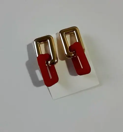 Brinco de Resina Vermelho/dourado