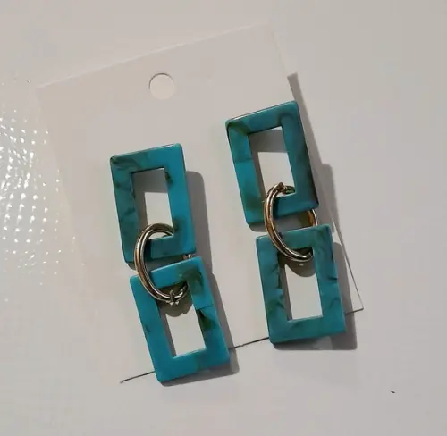 Brinco Elos Acrilico Azul Turquesa